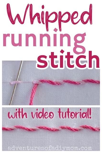 How to sew the whipped running stitch. This EASY stitch will add flair to your embroidery projects. Use two colors of thread for a two-toned corded look. Whipped Running Stitch, Threaded Running Stitch, Diy Mom, Whip Stitch, Thread Up, Crafts Sewing Projects, Needlework Crafts, Quick Stitch, Mom Diy