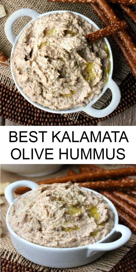 Kalamata Olives Hummus is a boldly flavorful hummus that will be a fantastic addition to your recipe box. An easy dip so just combine and blend. #kalamataolives #olivehummus #kalamataolivehummusrecipe #kalamataolivehummus #veganrecipes #appetizer Kalamata Olive Dip, Kalamata Olive Hummus, Olive Hummus, Olive Dip, Hummus Recipe Homemade, Easy Dip, Olive Recipes, Vegan Dip, Hummus Recipe