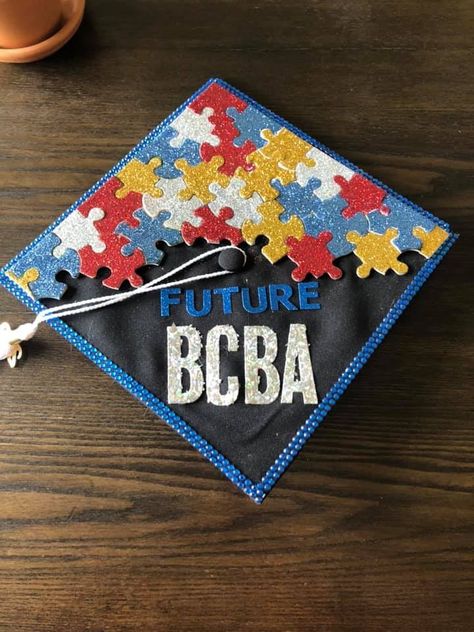 Bcba Graduation Party, Aba Graduation Cap Decoration, Bcba Graduation Pictures, Aba Cap Decoration, Masters Graduation Cap Aba, Bcba Graduation Cap, Aba Graduation Cap, Psychology Graduation Cap, University Graduation Dresses