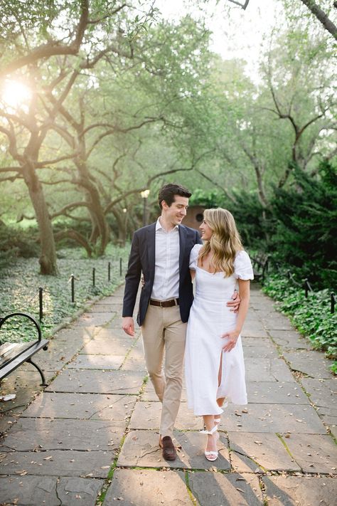 Classy Photoshoot Outfits, May Engagement Pictures, Central Park Engagement Shoot Spring, Men Engagement Photo Outfit Casual, Park Engagement Photoshoot, Engagement Photos Flower Garden, Forest Park Engagement Photos, Newfields Engagement Session, Garden Engagement Photoshoot