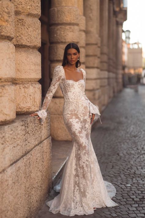 October Wedding Dresses The Bride, Long Sleeve Backless Lace Wedding Dress, Train Wedding Dress, Boda Mexicana, Wedding Dresses With Flowers, Mermaid Wedding Dresses, Wedding Flower Girl Dresses, Wedding Vision, Wedding Dress Train