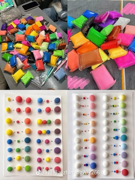 Clay Mixing Colors, Projek Mengait, Clay Date, Clay Crafts For Kids, Foam Clay, Color Mixing Chart, Diy Air Dry Clay, Clay Diy Projects, Clay Crafts Air Dry