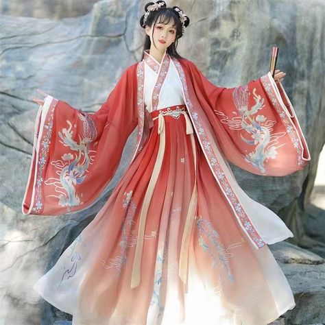 Waist-fitting Cross-collar Ruqun Super Fairy Adult Daily Spring And Summer Students Hanfu Cosplay, Chinese Princess Dress, Chinese Fancy Dress, Fairy Cosplay, Traditional Aesthetic, Hanfu Traditional, Big Sleeves, Tang Suit, Hanfu Dress