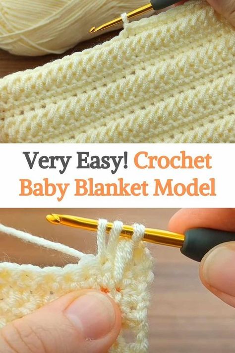 Easy Crochet Baby Blanket Free Pattern, Chunky Crochet Baby Blanket, Crochet Baby Blanket Tutorial, Baby Blanket Tutorial, Crochet Blanket Stitch Pattern, Very Easy Crochet, Crochet Baby Blanket Beginner, Baby Afghan Crochet Patterns, Crochet Baby Blanket Free Pattern