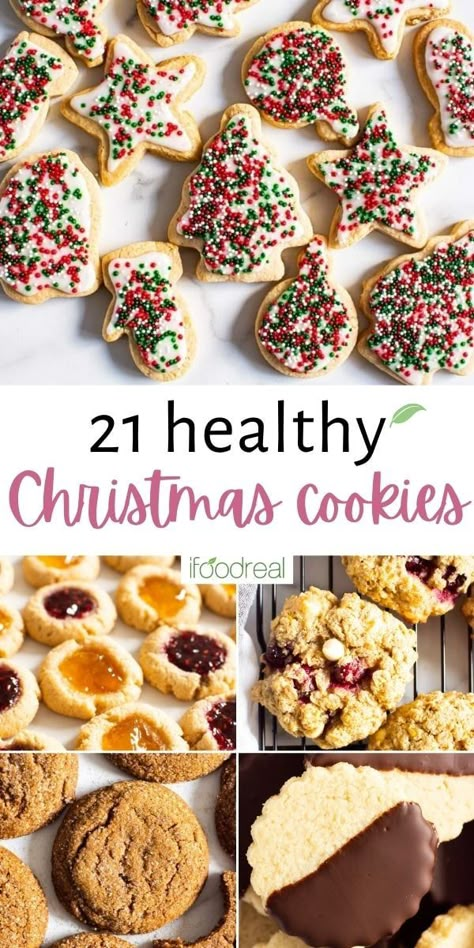 Healthy Christmas Cookies make the season just a bit more merrier and a tad lot brighter! Whether you need grain free almond flour treats, classic sweets made with less sugar or even just a bite sized bar or cookie ball, your kitchen will be full sugar and spice and everything nice! Clean Christmas Cookies, Almond Flour Christmas Cookies Recipes, Heart Healthy Cookies Recipes, Almond Flour Christmas Cookies, Low Sugar Christmas Cookies, Low Calorie Christmas, Healthy Christmas Baking, Cookies Almond Flour, Healthy Christmas Desserts