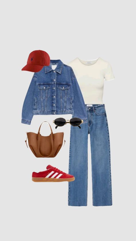 Dress Outfit For Work, Red And Blue Outfit, Jean Dress Outfit, Looks Adidas, Outfit For Work, Work Fits, Semi Casual, Outfit Red, 2024 Style