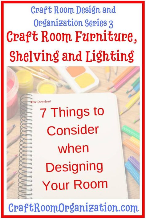 Choose the right lighting to use in your craft room, options for furniture to store supplies, and shelving that will give the benefit of vertical storage. #craftroomorganzation Craft Room Lighting Ideas, Craft Room Lighting, Small Desk Area, Basement Craft Rooms, Craft Room Furniture, Wall Storage Unit, Craft Room Design, Room Ambiance, Light Crafts