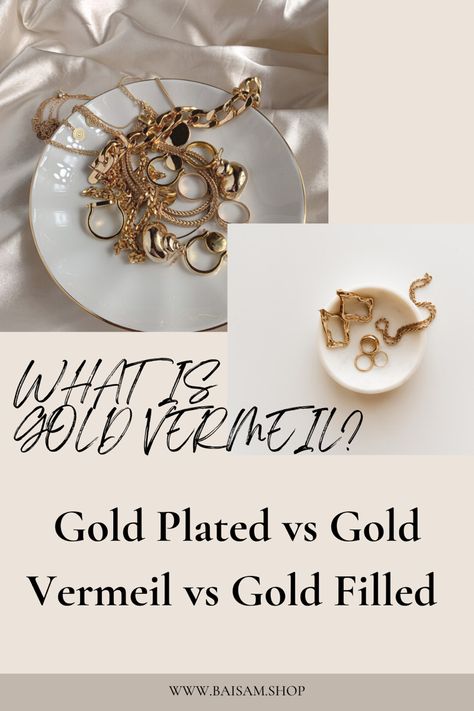 Gold vermeil jewelry electroplating process what is the difference between gold plated vs gold vermeil vs gold filled jewelry Gold Vermeil Jewelry, Vermeil Jewelry, Demi Fine Jewelry, Jewelry Business, Gold Filled Jewelry, No Limit, Jewelry Lover, Gold Plated Jewelry, High Quality Jewelry