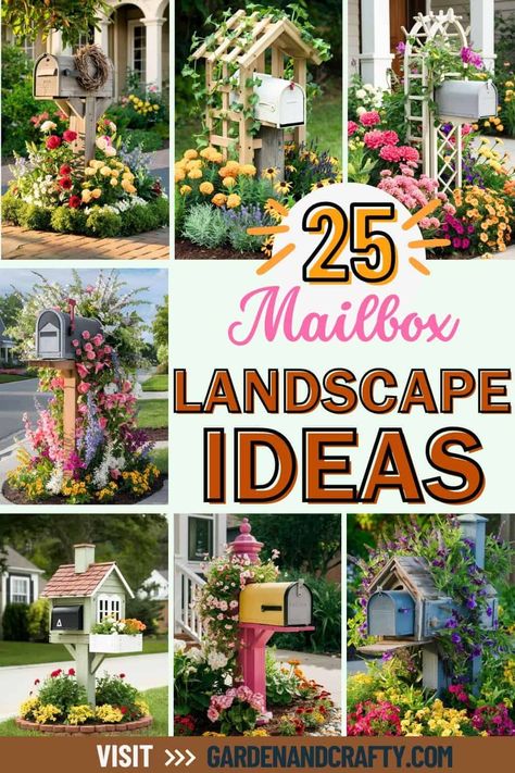 Front Yard Planting Ideas, Mailbox In Garden, Mailbox Landscaping Ideas, Mailbox Plants, Mailbox Landscape, Front Of House Landscaping, Creative Mailbox, Stone Mailbox, Brick Mailbox