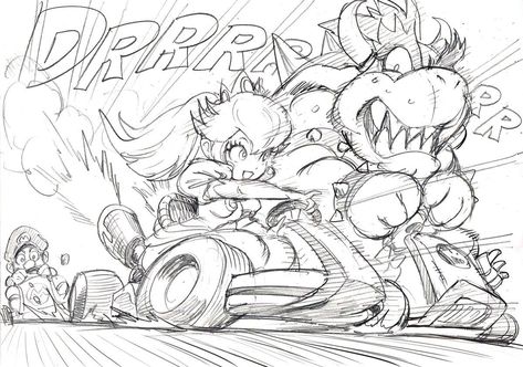 Princess Bowser, Yusuke Murata, Super Mario Art, Nintendo Art, Mario Art, Manga Artist, Sketch Inspiration, Mario Kart, Anime Sketch