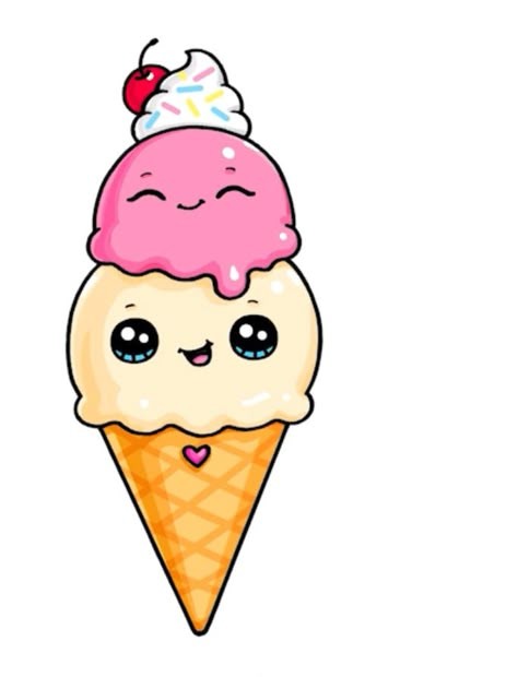 Cute Ice Cream Drawings, Cute Ice Cream Drawing, Ice Cream Drawing, Color Drawing Art, Calligraphy Art Print, Butterfly Drawing, Art Painting Gallery, Cute Kawaii Drawings, Kawaii Doodles