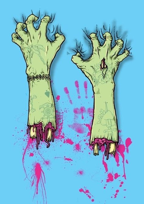 40 Insanely Cool Zombie Drawings and Sketches - Bored Art Simple Zombie Tattoo, Zombie Art Drawing, Zombie Bedroom, Zombie Painting, Zombie Sketch, Tato Joker, Zombie Drawing, Zombie Hands, Zombie Drawings