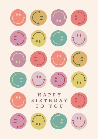 Happy Day Wallpaper, Happy Birthday Smiley, Happy Birthday Retro, Hbd Happy Birthday, Smiley Art, Birthday Smiley, Happy Birthday Illustration, Smiley Happy, Happy Birthday Printable