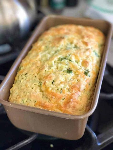 This Savory Zucchini Quick Bread requires no yeast or rise time or buttermilk! It is our favorite quick bread recipe! #quickbread #zucchinirecipes #savoryquickbread #easybread #cheddarquickbread #cheeseyzucchinibread Zucchini And Cheese Bread, Zucchini Herb Cheese Bread, Midnight At The Blackbird Cafe Recipes, Grated Zucchini Recipes, Zucchini Cheddar, Bread Quick, Zucchini Cheese, Muffin Bread, Zucchini Bread Recipes