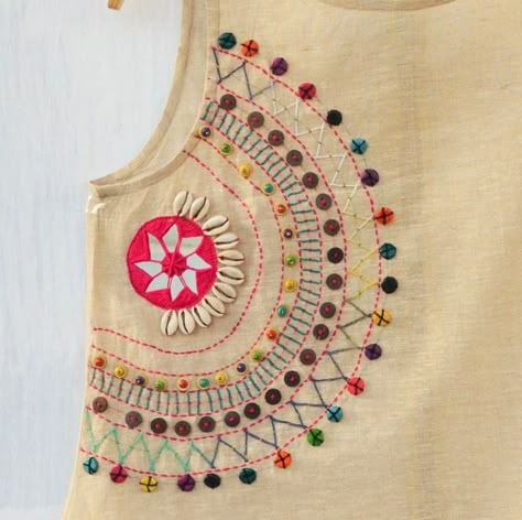 Golden spiral top - Tops & Shirts Women Apparel | World Art Community Hand Embroidery Tops For Women, Ambrodary Design, Top Embroidery Designs, Embroidery Shirts For Women, Kutch Work Designs, Golden Spiral, Kurti Embroidery, Hand Embroidery Dress, Mode Turban