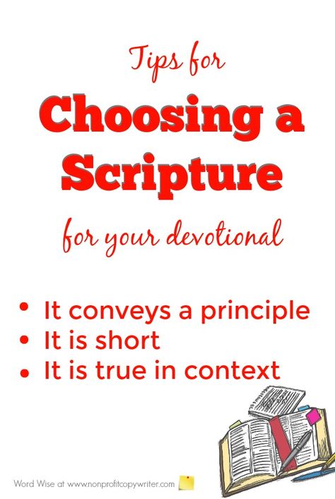 How to choose a scripture for your devotional with Word Wise at Nonprofit Copywriter Sermon Illustrations, Writing Mini Lessons, Bible Study Guide, Devotional Books, Womens Bible Study, Christian Devotions, Scripture Cards, Writing Project, Bible Teachings