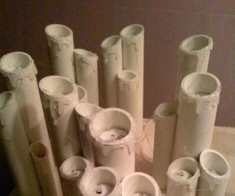 Pvc Pipe Candles, Pvc Candles, Pvc Pipe Crafts, Dripping Candles, Led Diy, Flickering Candles, Electrical Tape, Halloween Candles, Led Spot