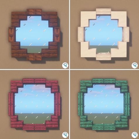 Minecraft Roof With Window, Minecraft Window Design Ideas, Mc Window Ideas, Circle Door Minecraft, Minecraft Double Door Design, Minecraft Arched Doorway, Minecraft Circle Window Design, Window Designs Minecraft, Circle Roof Minecraft