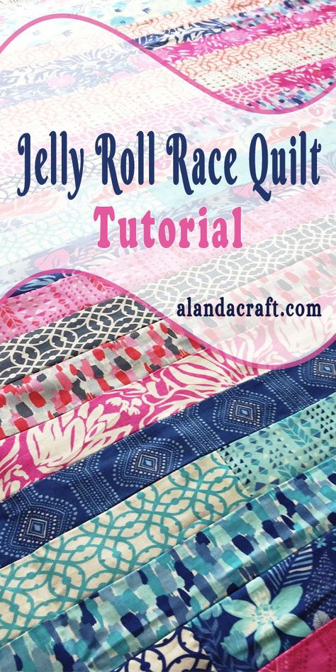 Learn how to create a fast and easy quilt using jelly roll strips. Full step-by-step written and video tutorial. How To Quilt A Jelly Roll Race Quilt, Jellyroll Race Quilt Patterns, Jellyroll Race Quilt Tutorials, Jellyroll Race Quilts, Jelly Roll Race Quilt Tutorial, Queen Size Jelly Roll Quilt Patterns Free, Jelly Roll Race Quilts, How To Make A Jelly Roll Quilt, Scrappy Jelly Roll Quilt Patterns