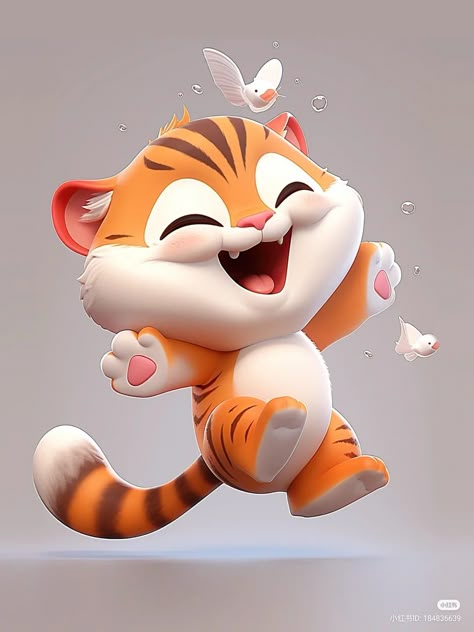 Tiger Cute Wallpaper, Tiger Animation, Cute Tiger Drawing Cartoon, Cute Tiger Wallpaper Cartoon, Cute Tiger Cartoon, Tiger Character, Cubs Wallpaper, Elephant Stuffed Animal, Dog Animation