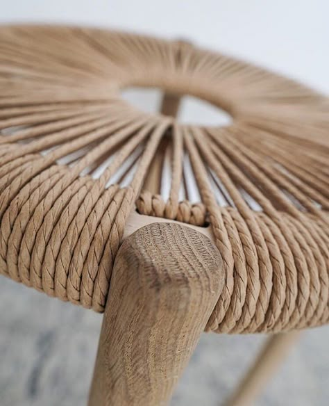 Loop prototype close up 🔍 Photo: @tinewernlund | Instagram Woven Furniture Design, Bamboo Roof, Danish Cord, Eco Furniture, Close Up Photo, Woven Chair, Woven Furniture, Side Table Design, Macrame Decor