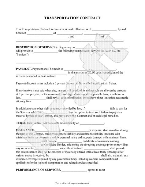 Transportation Contract Agreement (Form With Sample) Modeling Contract, Roofing Contract, Payment Agreement, Cleaning Contracts, Model Contract, Lawn Care Business, Landscaping Business, Construction Documents, Landscape Maintenance