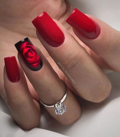 Short Red Nails, Elegant Manicure, Nails Art Ideas, Gothic Nails, Pretty Nail Art Designs, Floral Nail Art, Red Nail Designs, Cat Eye Nails, Pretty Nail Art