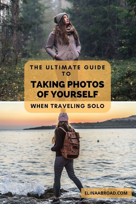 Your guide to taking photos of yourself when traveling solo. How to find a great location for your self portraits, how to pick the right equipment and when is the best time to go out and take photos of yourself. Cool Pictures To Take Of Yourself, How To Take Good Vacation Pictures, Travel Brand Photography, Photos Of Yourself Ideas, Travel Poses Ideas, Taking Photos Of Yourself, Travel Photos Ideas, Travel Equipment, 17 Feb