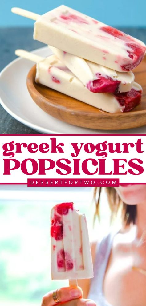 Cool down with these easy Greek yogurt popsicles! Full of roasted fruit, these Greek yogurt pops are a yummy and fun summer dessert. Save this popsicle recipe and enjoy this homemade frozen treat! Greek Yogurt Ideas, Strawberry And Yogurt, Greek Yogurt Popsicles, Yogurt Ideas, Bagel Recipe Easy, Yogurt Dessert, Yogurt Pops, Yogurt Popsicles, Homemade Popsicles