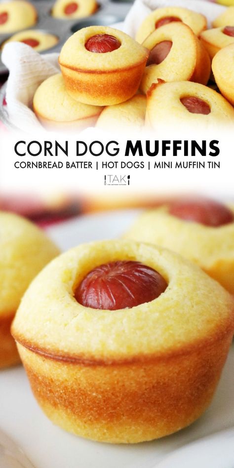 Dog Muffins, Corn Dog Muffins, Kids Cooking Recipes, Kid Recipes, Meals For Kids, Corn Dog, Hot Dog Recipes, Easy Meals For Kids, Kids Cooking