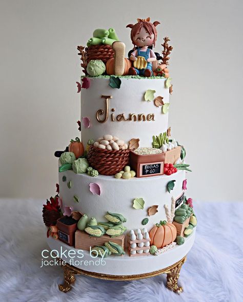 Jackie Florendo 🇵🇭 on Instagram: “Farmers Market Cake for Jianna #cakesbyjackieflorendo #styledtoyourtaste #jackieflorendo #birthdaycake #weddingcake #cake #cakes…” Jackie Florendo Cakes, Farmers Market Theme Cake, Farmers Market Baby Shower Cake, Farmers Market Birthday Cake, Farmer Theme Cake, Farmers Market Cake, Farmer Birthday Cake, Farmer Cake, Boots Drawing