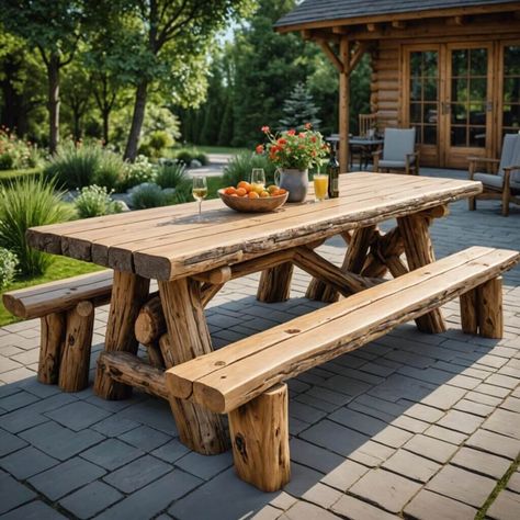 Make It Yourself: Best DIY Wood Log Projects Log Picnic Table, Log Furniture Ideas, Wood Log Projects, Log Side Table, Log Coffee Table, Log Bench, Log Projects, Mini Homes, Rustic Log Furniture