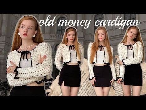 Crochet OLD MONEY cardigan 🖤/ tutorial - YouTube Crochet Mini Cardigan, Old Money Crochet, Easy Cardigan Crochet, Crochet To Sell Ideas, Old Money Cardigan, Cardigan Tutorial, Crochet Cardigan Free, Selling Ideas, Crochet Tutorial Pattern