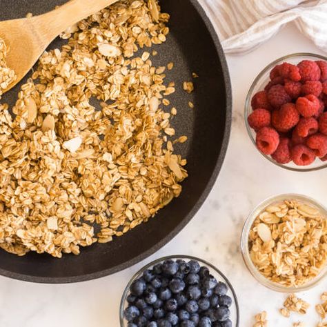 Stovetop Granola - Oats Everyday Oat Granola Recipe, Oats Everyday, Stovetop Granola, Oat Waffles, Biscuits And Sausage Gravy, Biscuits And Sausage, Oat Biscuits, How To Make Oats, Granola Clusters