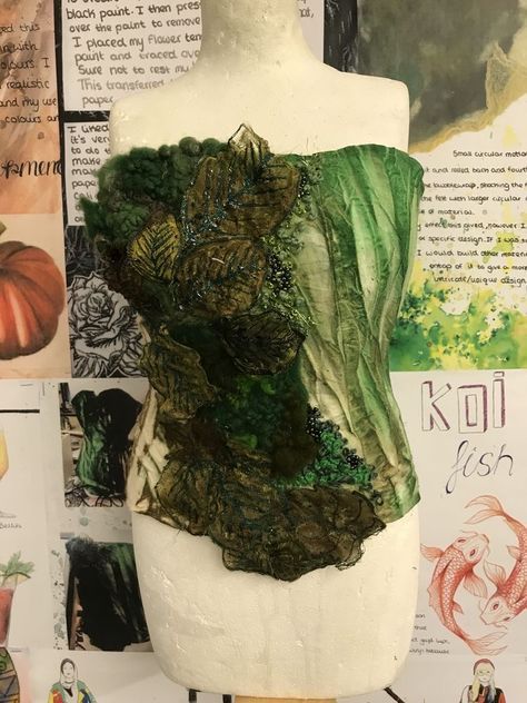 Leaves Inspired Fashion, Clothing Inspired By Nature, Fashioned By Nature Art, Decay Fashion Textiles, Natural Form Textiles, Gcse Textiles Corset, Body Adornment Nature, Natural Structures Art, Fashioned By Nature