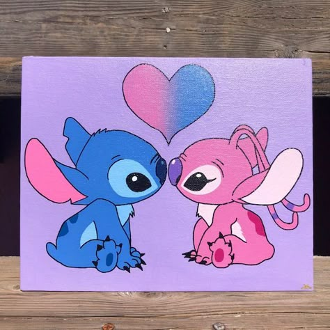 Kids Drawing Projects, Disney Canvas Paintings, Love Canvas Painting, Art Markers Drawing, Panda Painting, Canvas Art Painting Acrylic, Disney Canvas, Glow Paint, Stitch Drawing