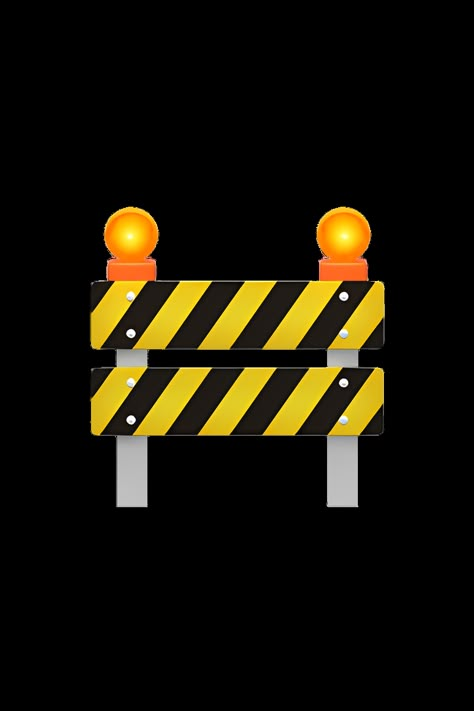 The emoji 🚧 depicts a yellow and black striped barricade with a red triangular warning sign on top. The barricade is shown with a diagonal line pattern, indicating that it is used for construction or road work. The emoji is designed to represent a construction site or a warning of potential danger ahead. Caution Tape Printable, Construction Clipart Free, Yellow Caution Tape Aesthetic, Caution Tape Png, Road Warning Signs, Caution Sticker, Emoji Dictionary, Apple Emojis, Construction Signs