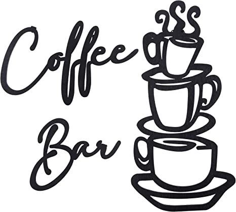 3 Pieces Coffee Bar Sign Coffee Bar Wall Sign Rustic Wooden Coffee Cup Wall Art Coffee Signs for Coffee Bar Wood Letter Sign Farmhouse Kitchen Wall Decor for Home Restaurants Decoration (Black) Desain Pantry Dapur, Coffee Bar Wood, Coffee Cup Wall, Coffee Cup Wall Art, Coffee Bar Wall, Kitchen Metal Wall Art, Farmhouse Kitchen Wall Decor, Coffee Bar Sign, Desain Pantry