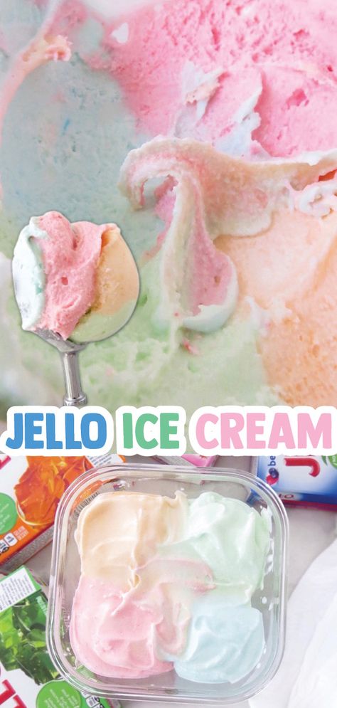 Jello Ice Cream Recipe Recipes Using Jello Powder, Jello Cream Cheese Dessert, Nostalgic Desserts, Jello Ice Cream, Ice Cream Video, Homemade Jello, Jello Pie, Cork House, Pineapple Fluff