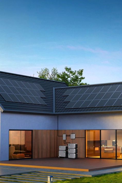 solar2 Modern house with rooftop solar panels and battery storage system, eco-friendly energy solution at sunset. | Sky Rye Design Modern House With Rooftop, Simple Website Design, Solar Power House, Home Energy, Solar Systems, Solar Energy Panels, Solar Electric, Solar Pv, Solar Energy System