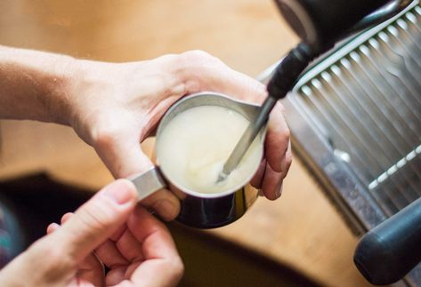 How to Froth Milk With a Steam Wand Steam Milk, Espresso Drinks, Milk Foam, Frothing Milk, Skim Milk, Milk Frother, Latte Art, Coffee Drinks, Cappuccino