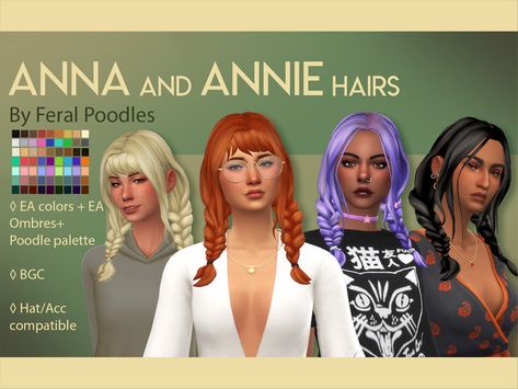 Sims 4 Cc Pigtails, Sims4 Mm Cc, Ts4 Maxis Match Cc, Lola Hair, Hair Sims 4 Cc, The Sims 4 Female Hair, Sims 4 Cc New, Sims 4 Hairstyles, Anna Hair