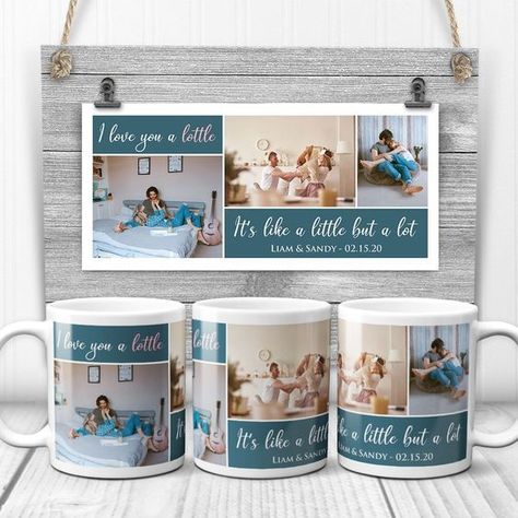 I Love You A Lottle It’s Like A Little But A Lot Custom Photo Collage Valentine's Day Gift Mug Sublimacion Ideas, Custom Photo Mugs, Valentines Ideas, Feel Loved, Sublimation Mugs, Personalized Anniversary, Photo Design, Funny Quote, Photo Mugs