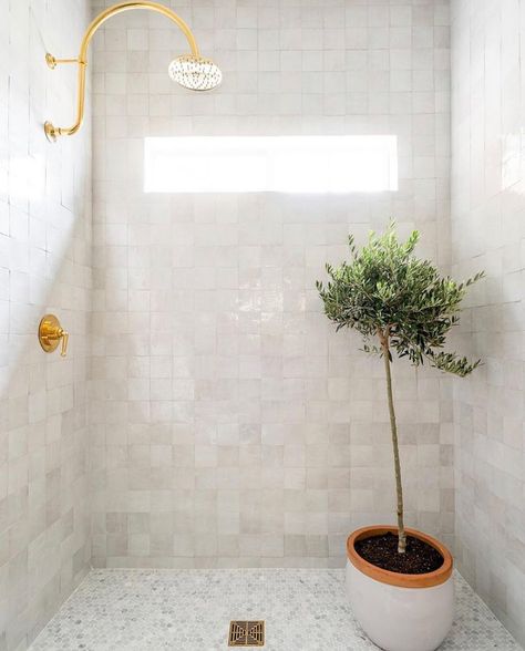 Waterworks on Instagram: “Calm + bright with our Henry shower rose, Dash control valve and Universal drain. Design: @hausofvorwith Photo:…” Zellige Tile Bathroom, Zia Tile, Unsanded Grout, Bathroom Transformation, Shower Rose, Custom Vanity, Zellige Tile, Challenge Week, Moroccan Tile