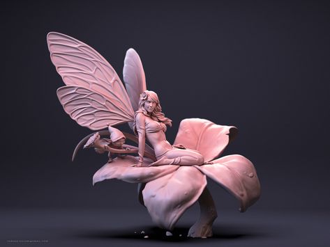 ArtStation - Fairy, Farhad Nojumi Fairy Tale Tattoo, Garden Pond Design, Fairy Statues, Sensory Art, Fairy Artwork, Modern Wall Decor Art, Fairy Figurines, Fantasy Castle, Art Dolls Handmade