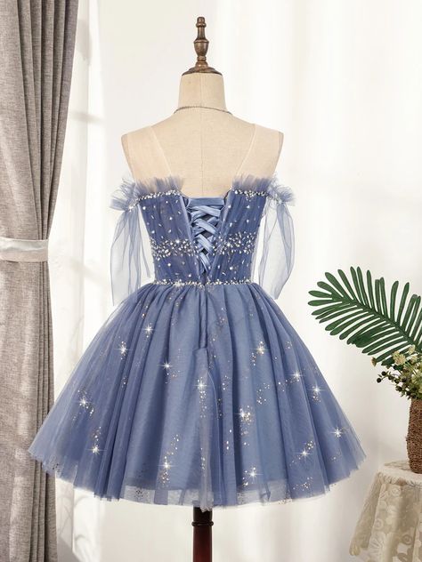 Blue Homecoming Dresses Short, Prom Dresses Short Blue, Cute Cocktail Dresses, Mini Prom Dresses, Marine Uniform, Blue Homecoming Dresses, Blue Tulle, Short Homecoming Dress, Short Prom Dress