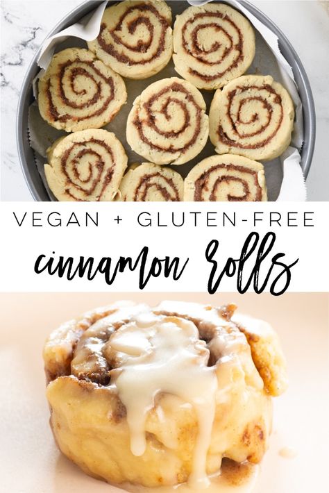 Gluten Free Vegan Cinnamon Rolls Recipe, Gluten Free Vegan Sweets, Vegan Gf Cinnamon Rolls, Vegan Cinnamon Roll Icing, Vegan Gluten Free Cinnamon Rolls, Gluten And Dairy Free Baked Goods, Gf Baked Goods, Gf Df Snacks, Gluten Free Vegan Cinnamon Rolls