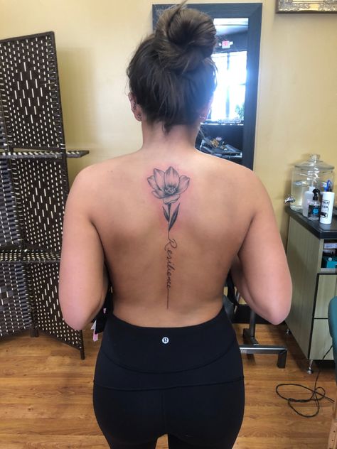 Resilience Spine Tattoos For Women, I Am Resilient Tattoo, Resilience Spine Tattoo, Baddie Spine Tattoo Ideas, Sunflower Spine Tattoos For Women, Resilience Tattoo Ideas Symbols, Sunflower Spine Tattoo, Resilient Tattoo, Resilience Tattoo