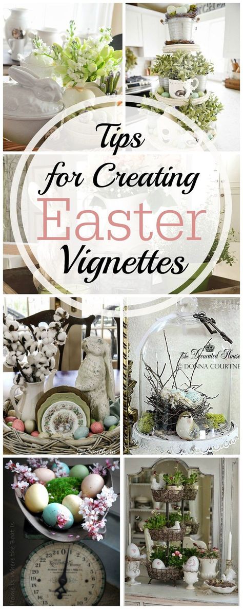 Tips for Creating an Easter Vignette | awonderfulthought.com Easter Vignettes, Spring Decoration, Easter Tablescapes, Easter Parade, Easter Decorations Dollar Store, Easter Inspiration, Easter Decorations Vintage, Easter Decorations Christian, Easter Decorations Outdoor