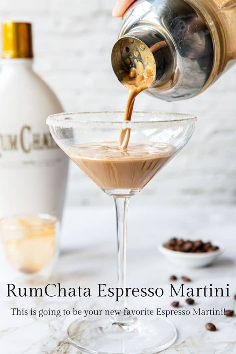 Coquito Espresso Martini, Rum Espresso Martini, Rumchata Espresso Martini, Esspreso Martini Drink, Rumchata Martini, Coffee Martini Recipe, Rumchata Cocktails, Rumchata Drinks, Rumchata Recipes